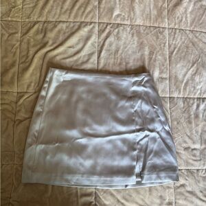 Satin Mini Skirt - silver